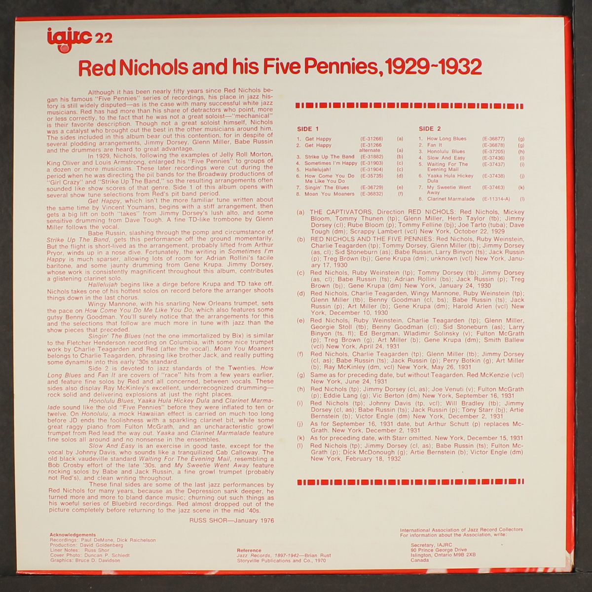 and his five pennies, 1929-1932 by RED NICHOLS