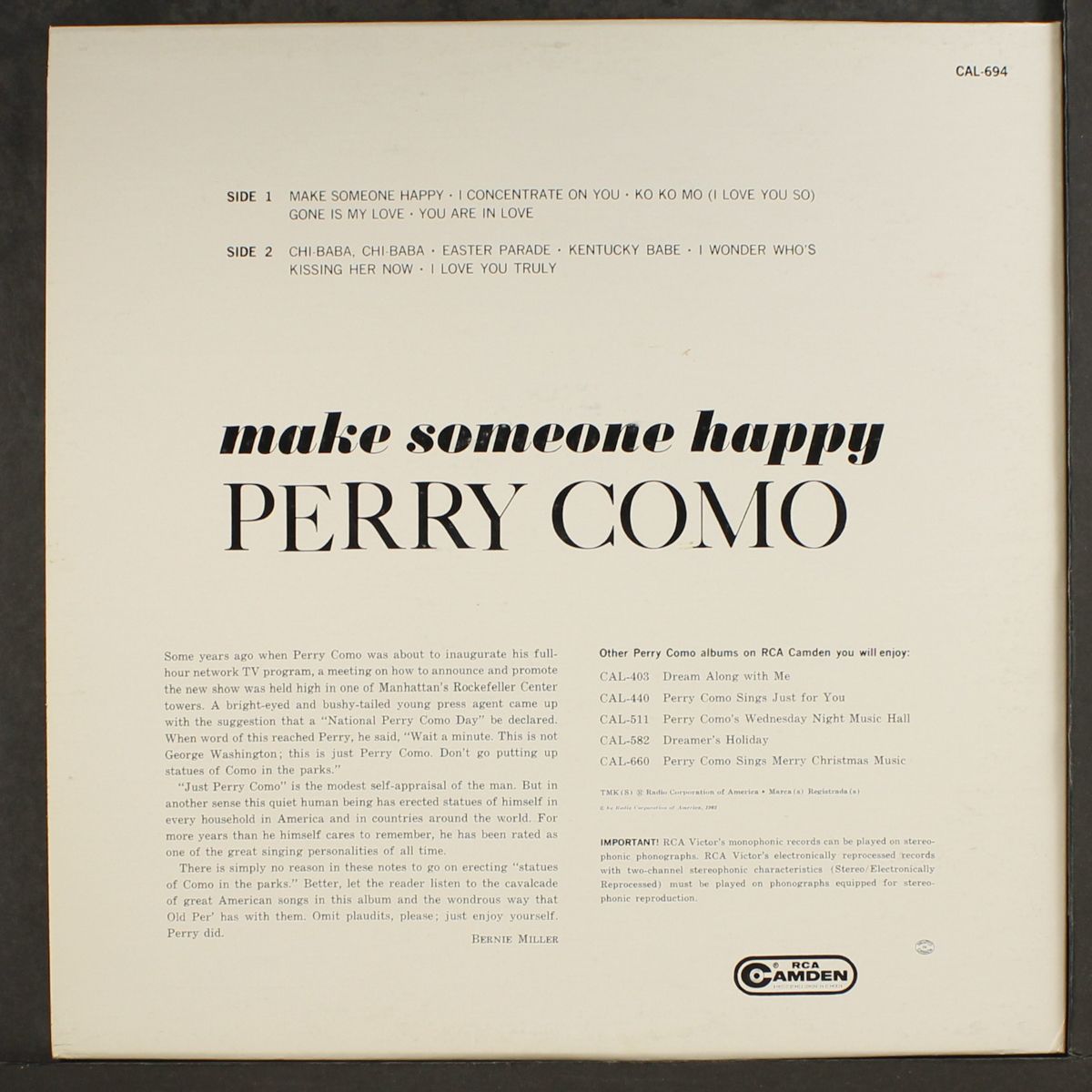 make someone happy by PERRY COMO