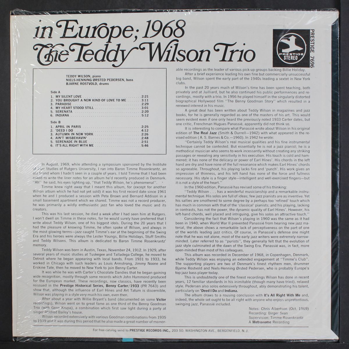 trio in europe; 1968 by TEDDY WILSON