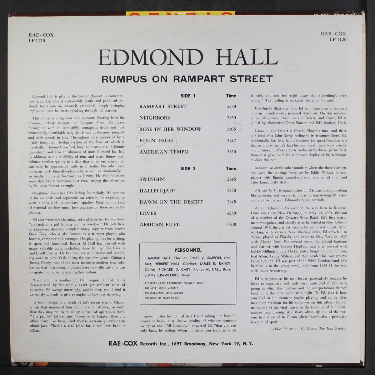 rumpus on rampart street by EDMOND HALL