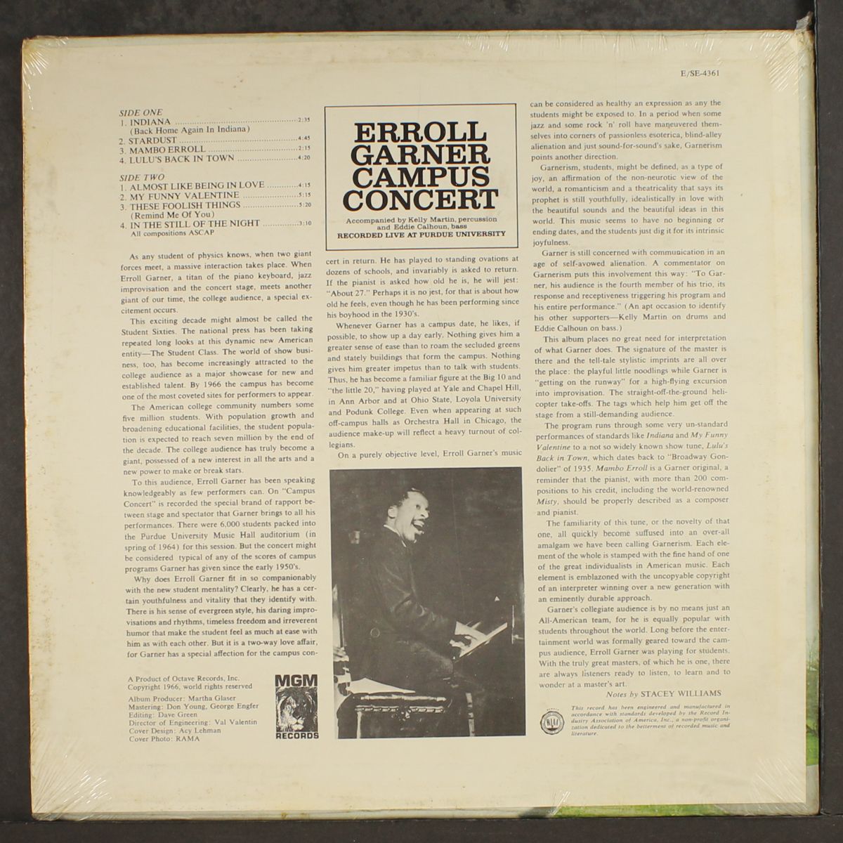 campus concert by ERROLL GARNER