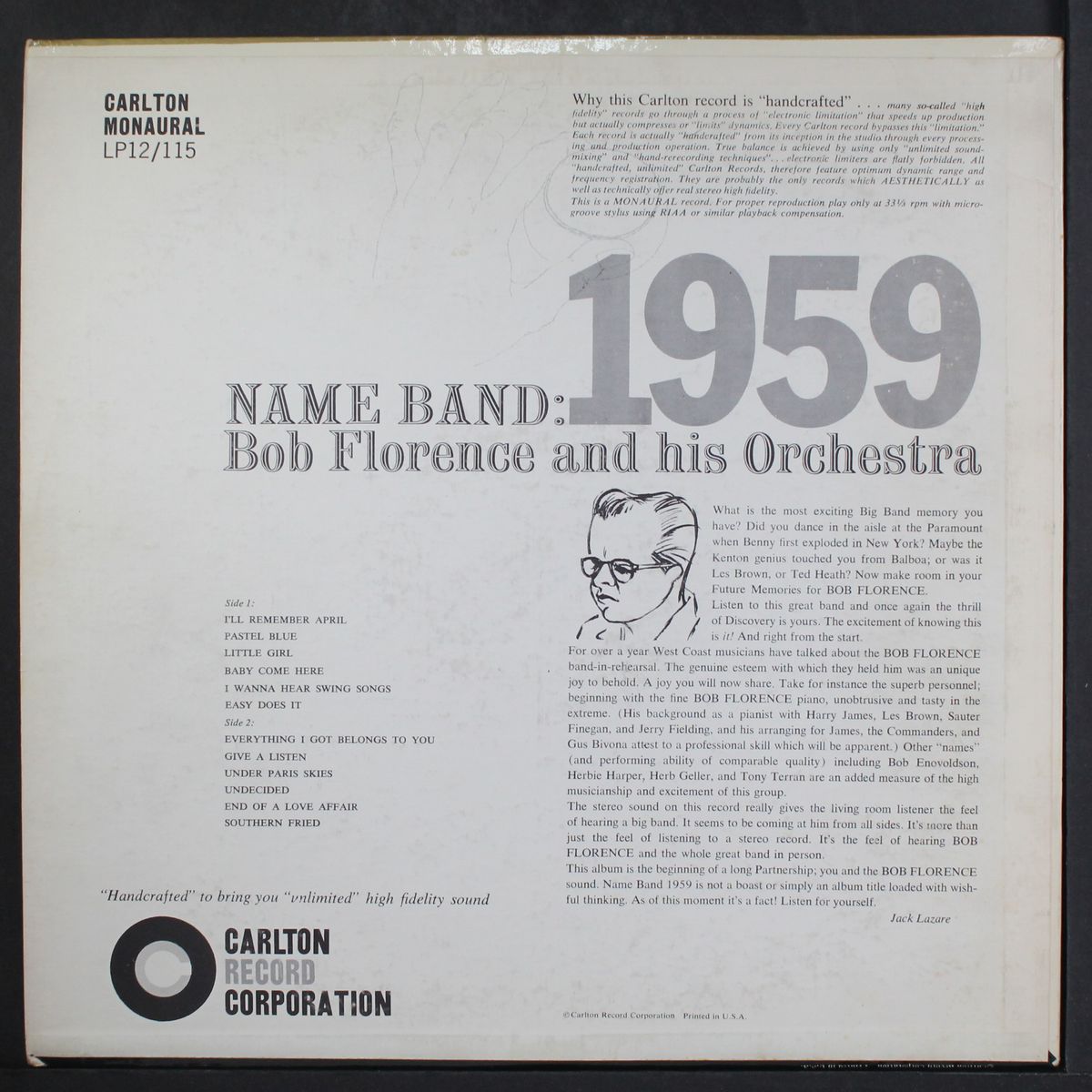 name band 1959 by BOB FLORENCE