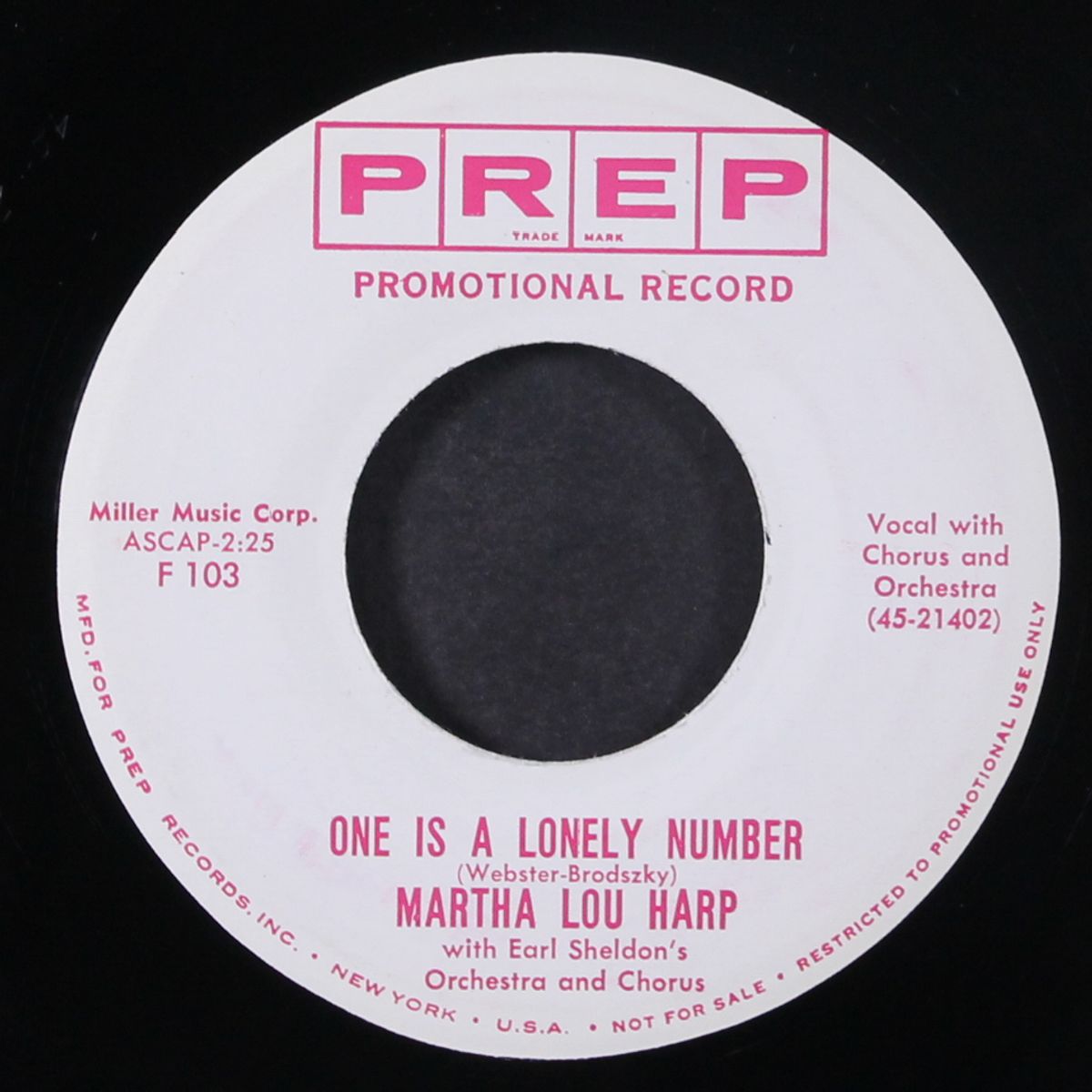 one is a lonely number / i'm no stranger to the blues by MARTHA LOU HARP