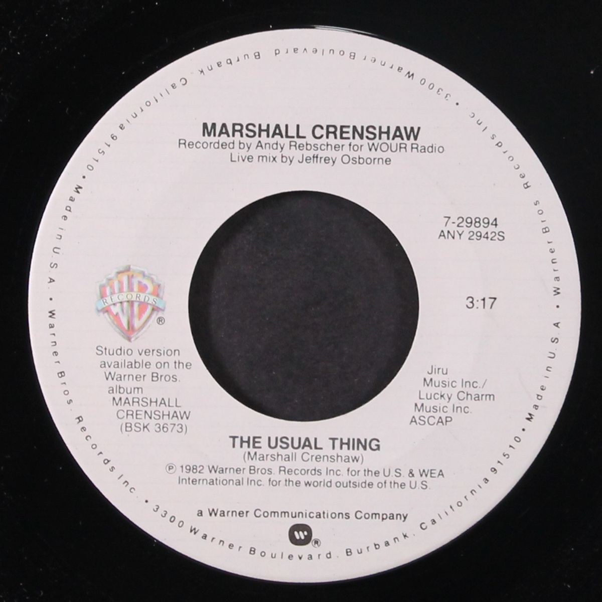 there she goes again / the usual thing by MARSHALL CRENSHAW
