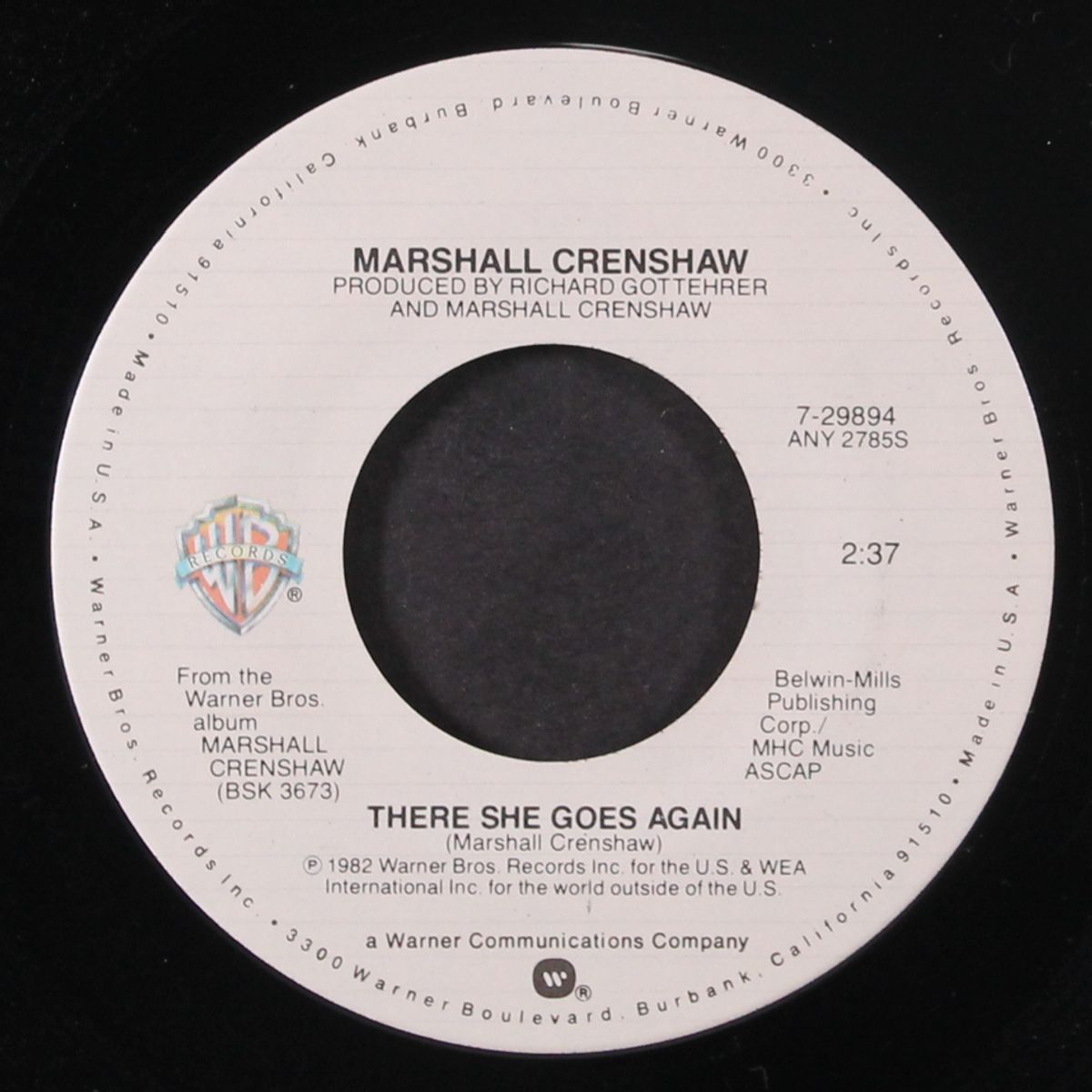 there she goes again / the usual thing by MARSHALL CRENSHAW