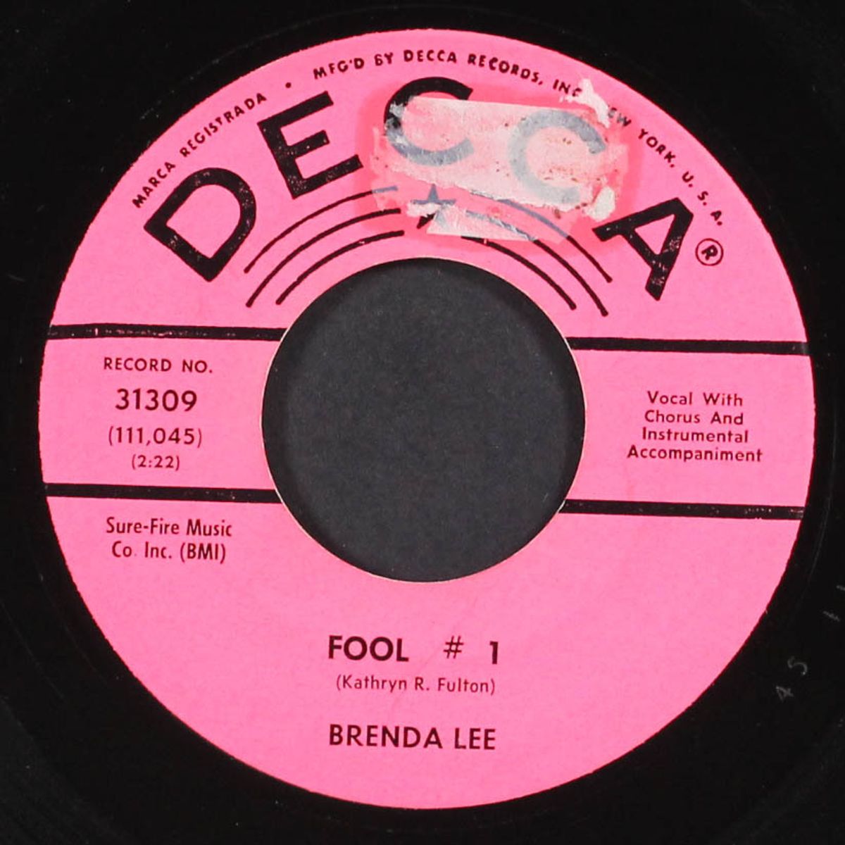 fool #1 / anybody but me by BRENDA LEE