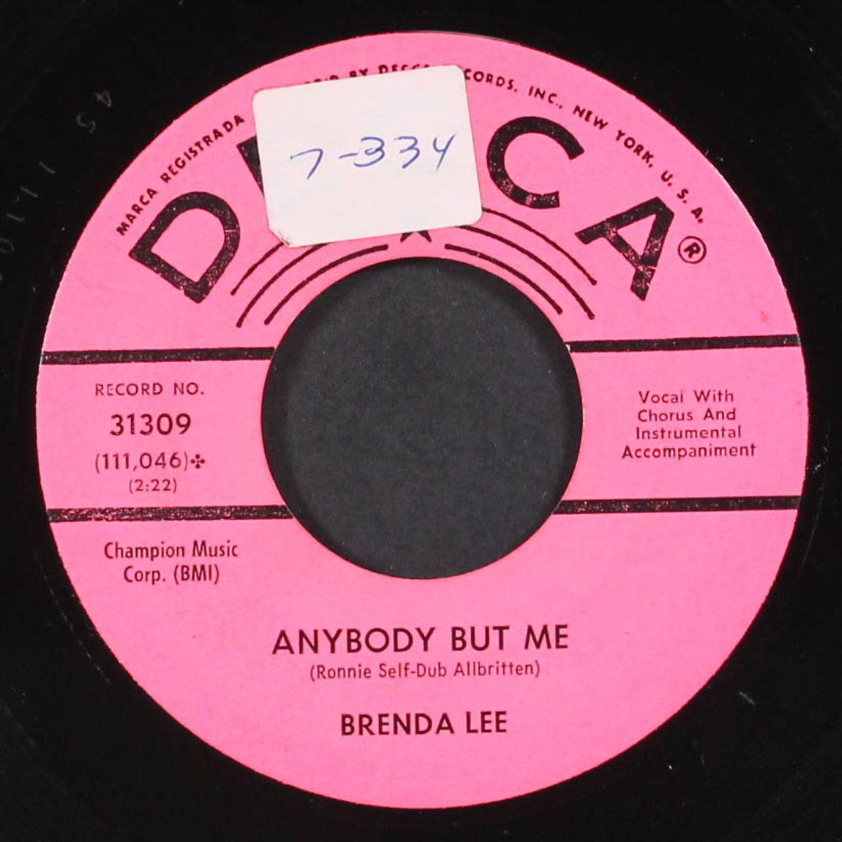 fool #1 / anybody but me by BRENDA LEE