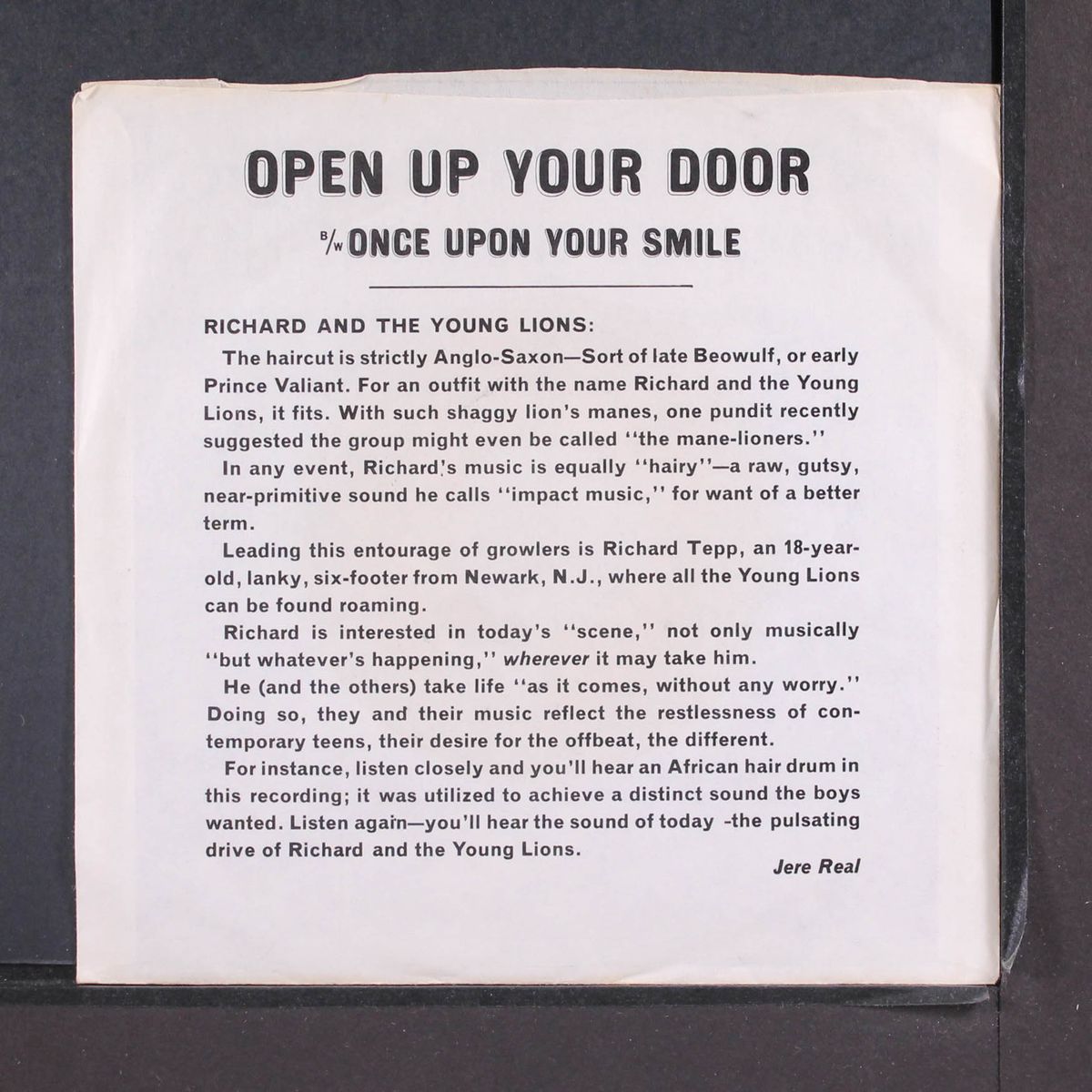 open up your door / once upon your smile by RICHARD & YOUNG LIONS