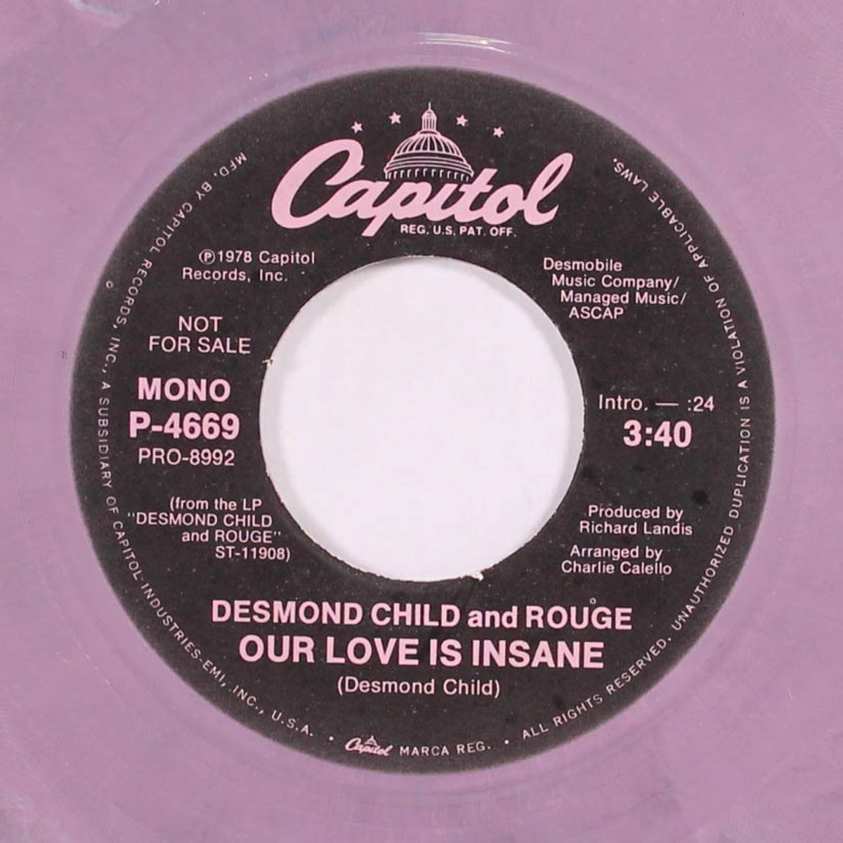 our love is insane / mono by DESMOND CHILD & ROUGE