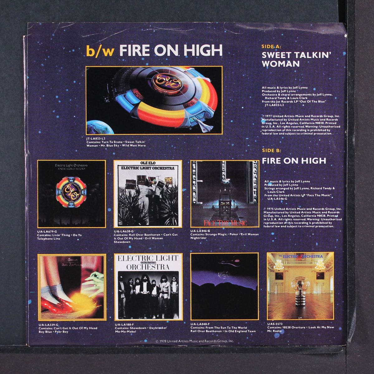 sweet talkin' woman / fire on high by ELECTRIC LIGHT ORCHESTRA