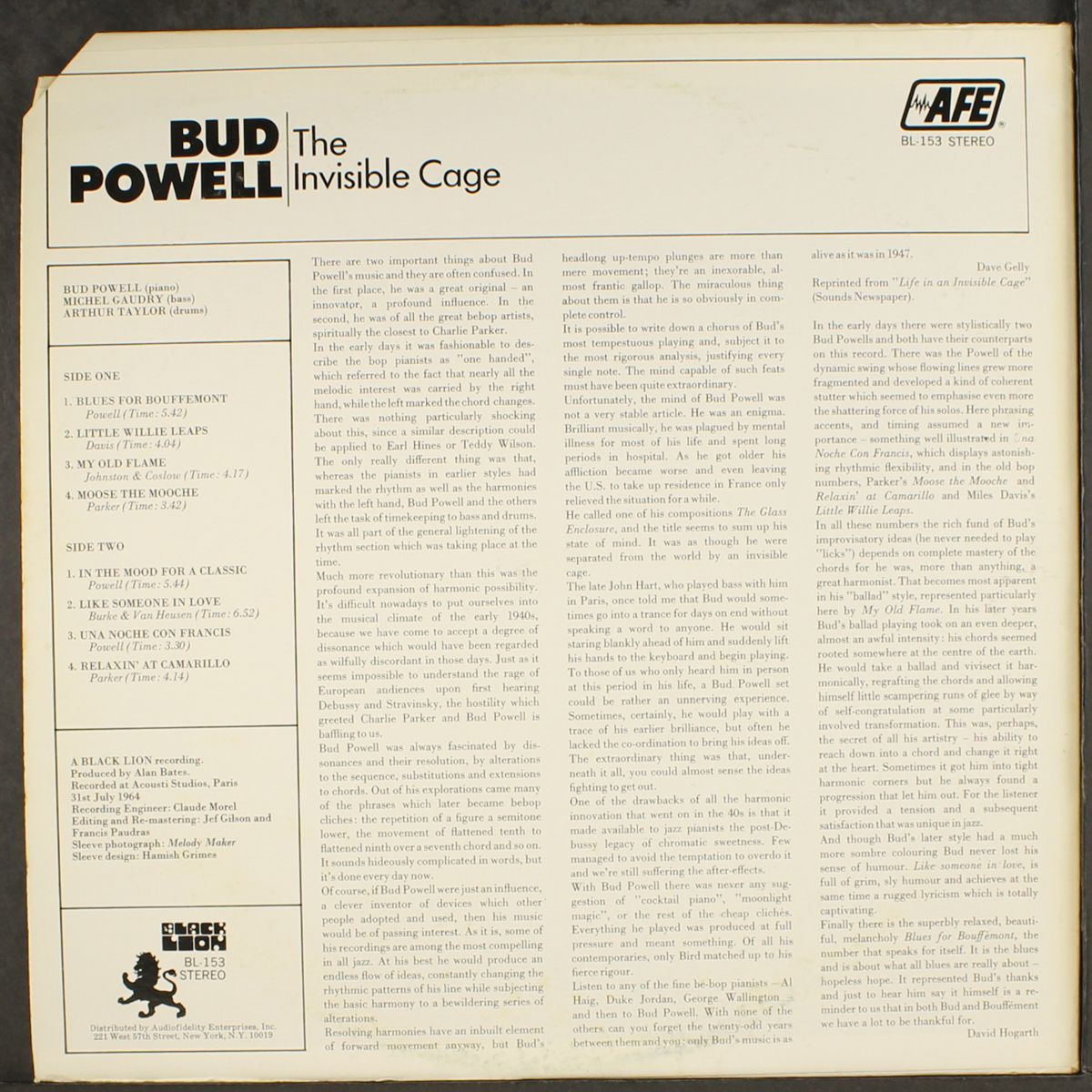 the invisible cage by BUD POWELL