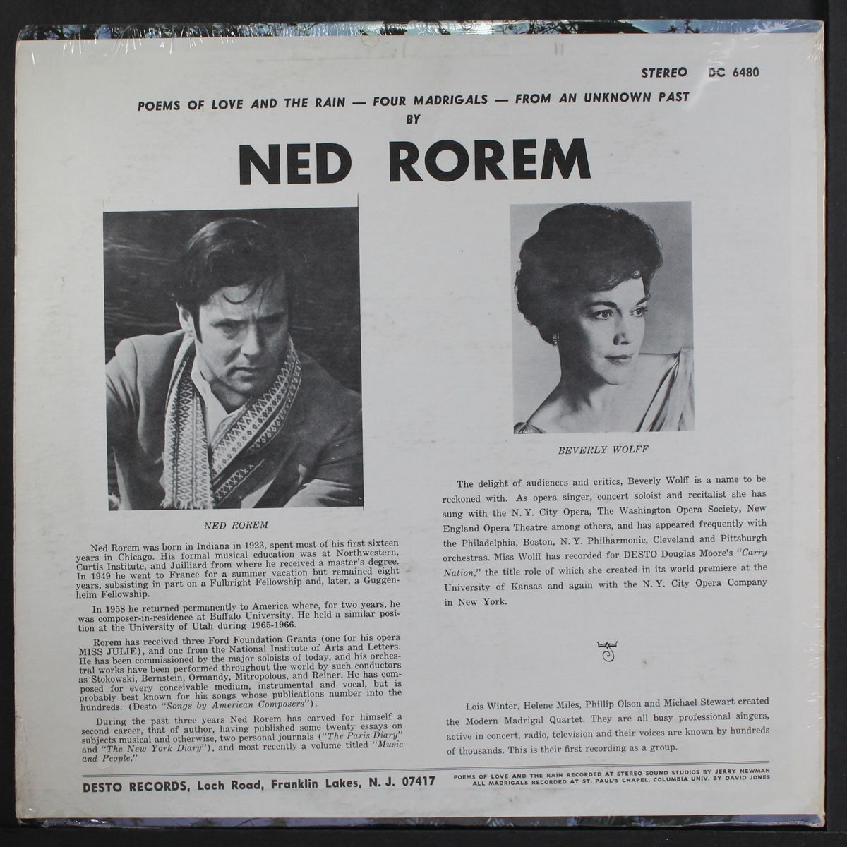 poems of love and the rain by NED ROREM