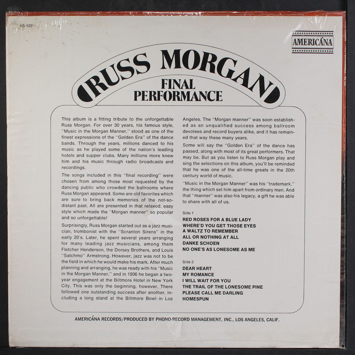 final performance by RUSS MORGAN