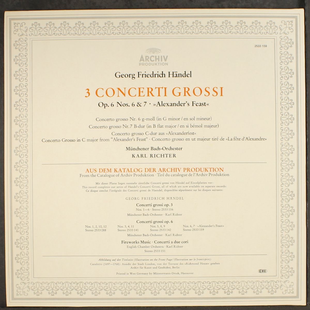 handel: 3 concerti grossi - nos. 6 & 7 / alexander's feast by KARL RICHTER