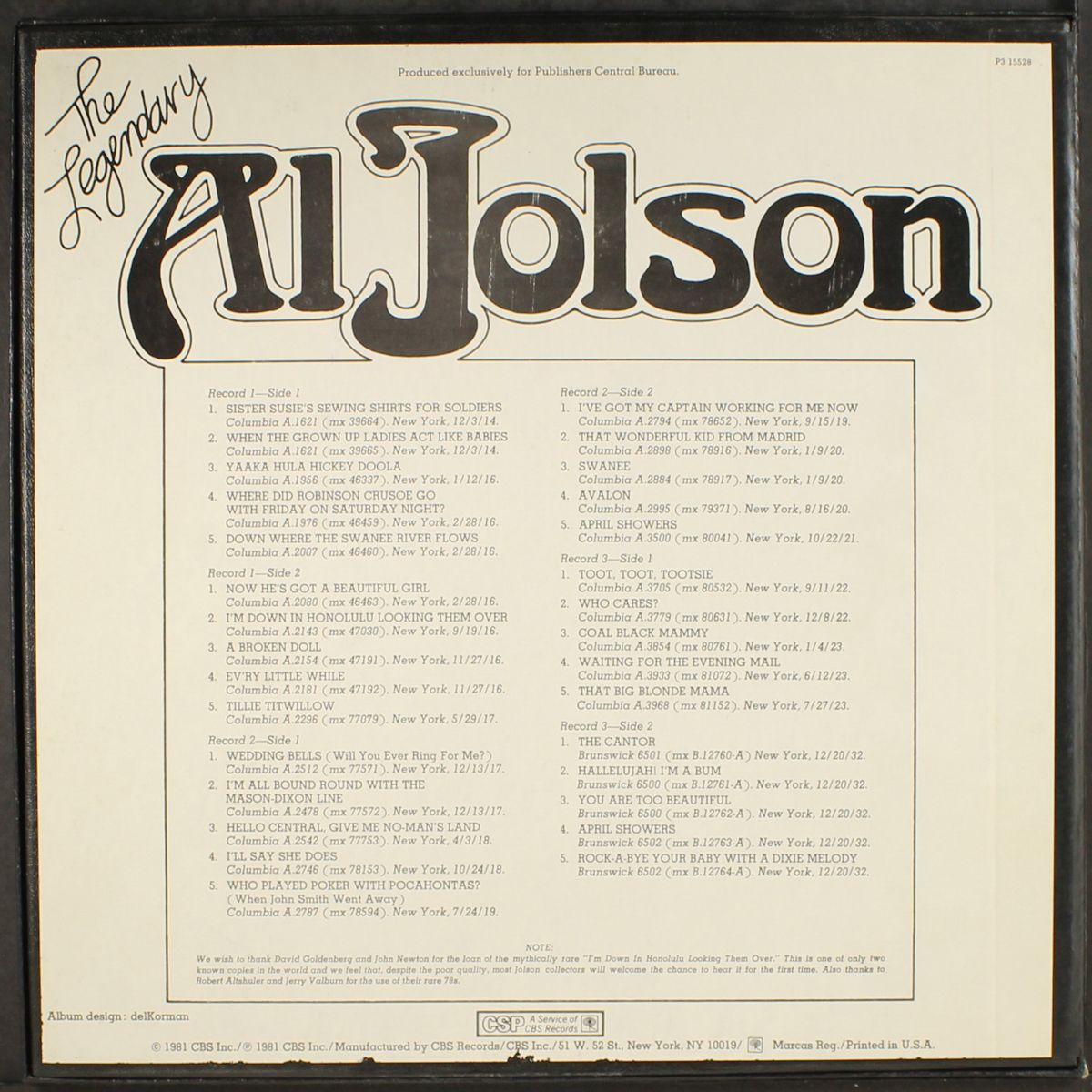 the legendary by AL JOLSON