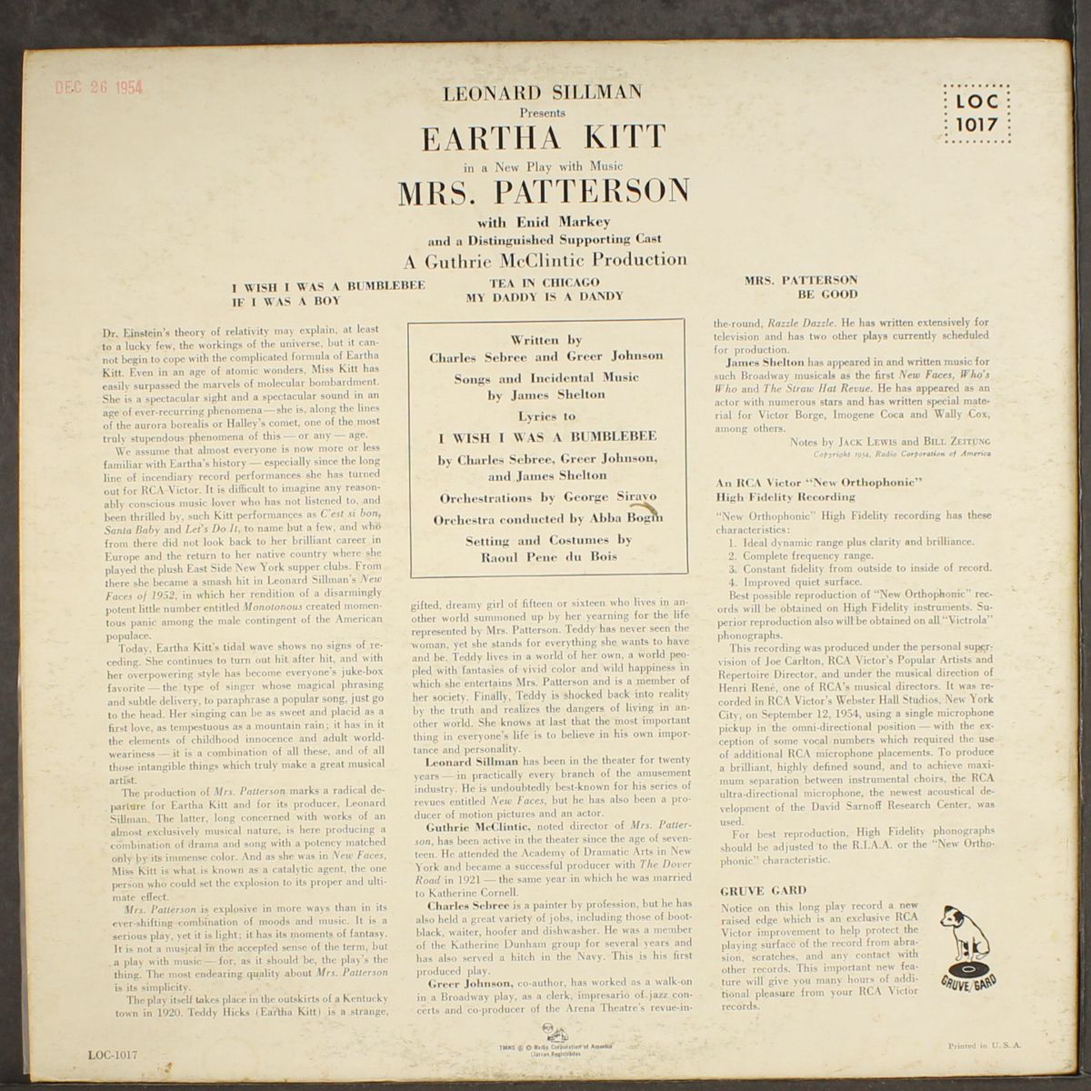mrs. patterson by ORIGINAL CAST