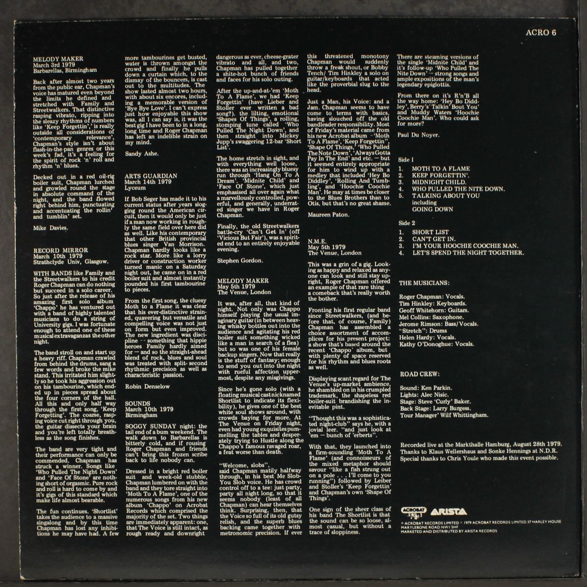 live in hamburg by ROGER CHAPMAN & SHORTLIST