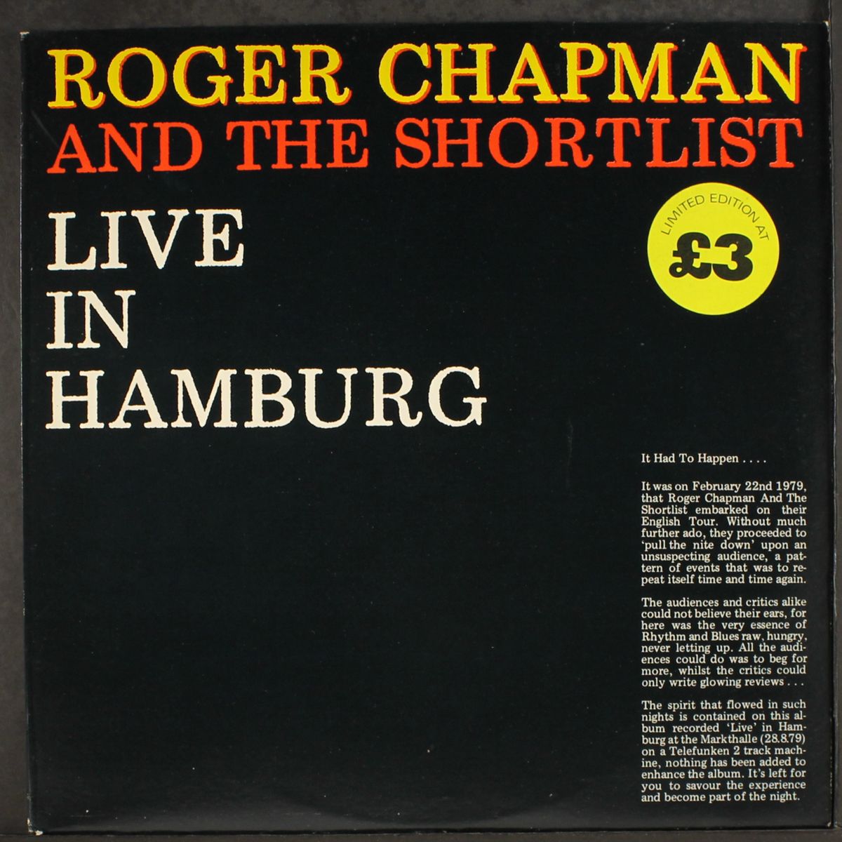live in hamburg by ROGER CHAPMAN & SHORTLIST