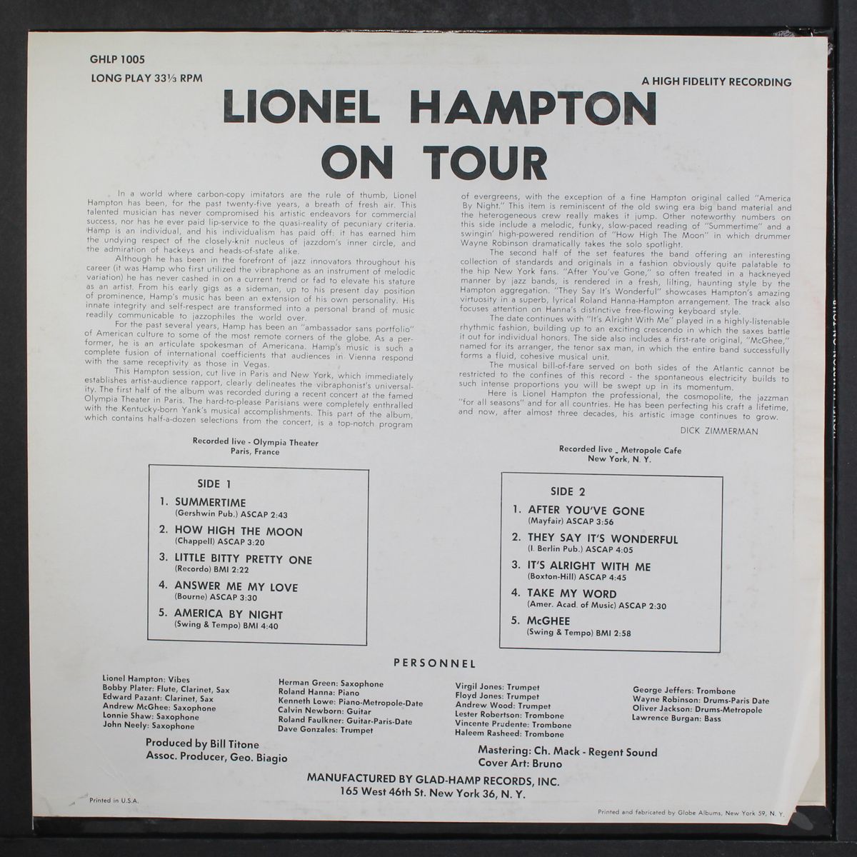 recorded live on tour by LIONEL HAMPTON