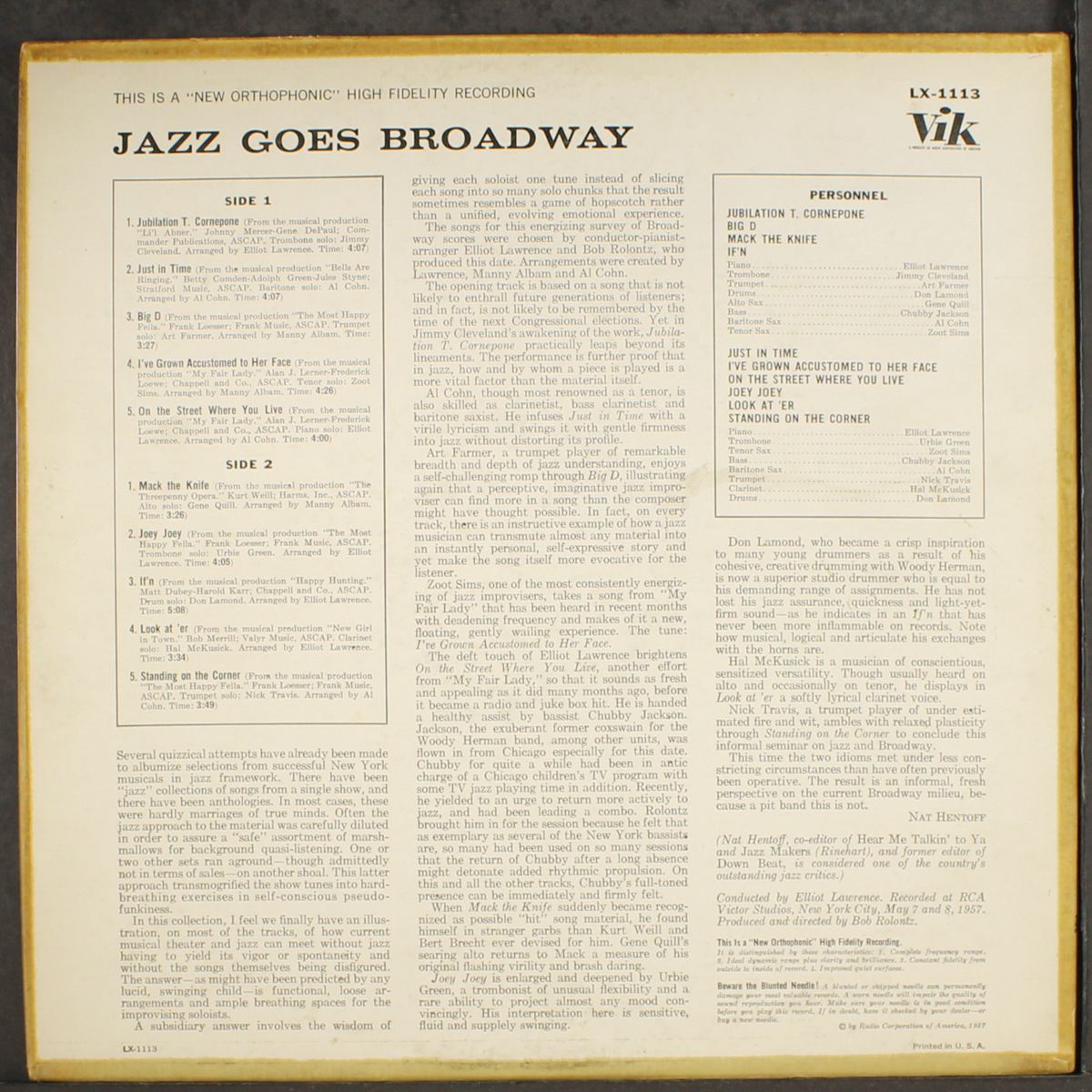 jazz goes broadway by ELLIOT LAWRENCE