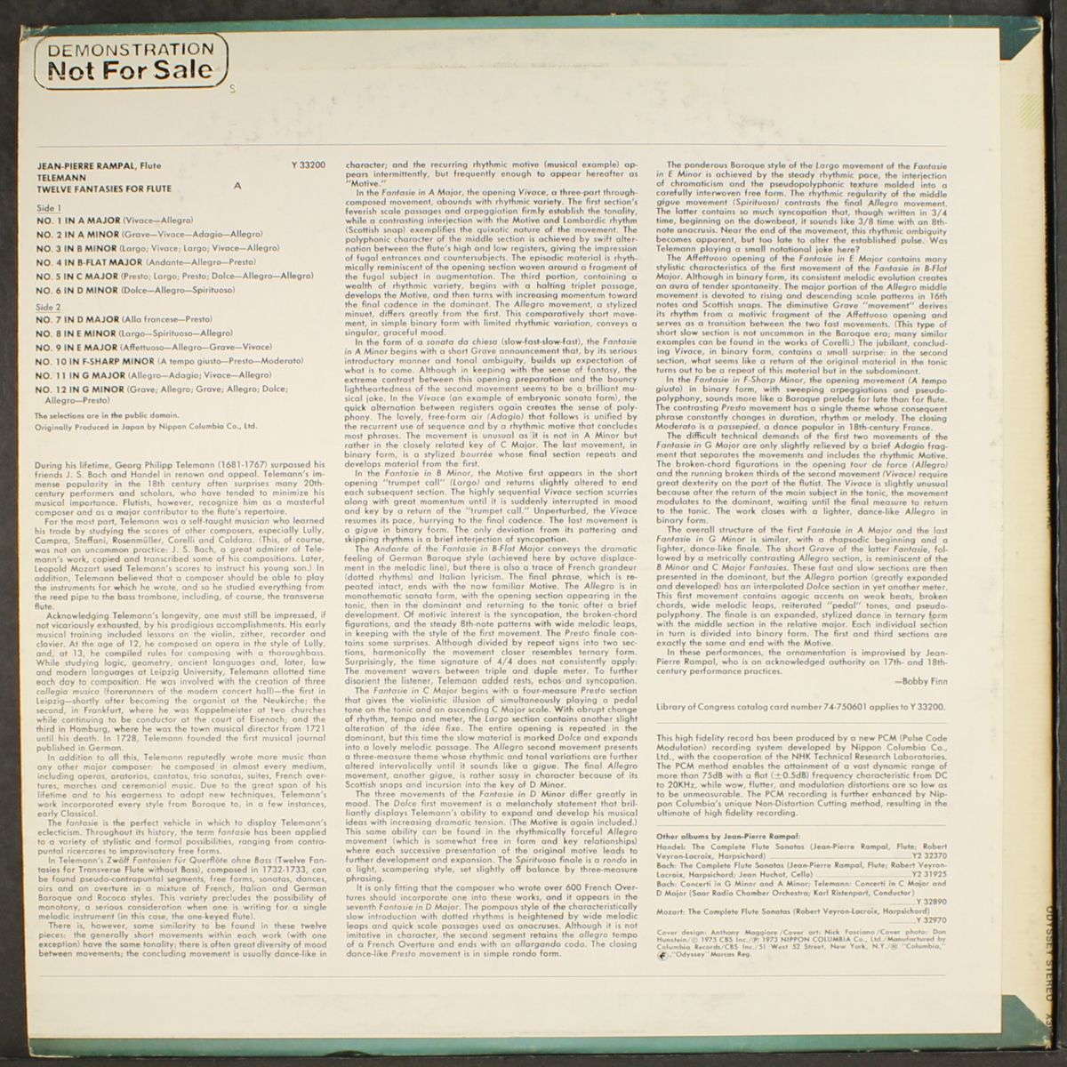 telemann: twelve fantasies for flute by JEAN-PIERRE RAMPAL