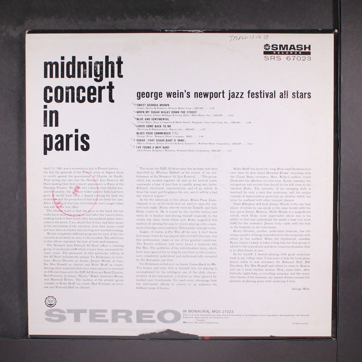 midnight concert in paris by GEORGE WEIN