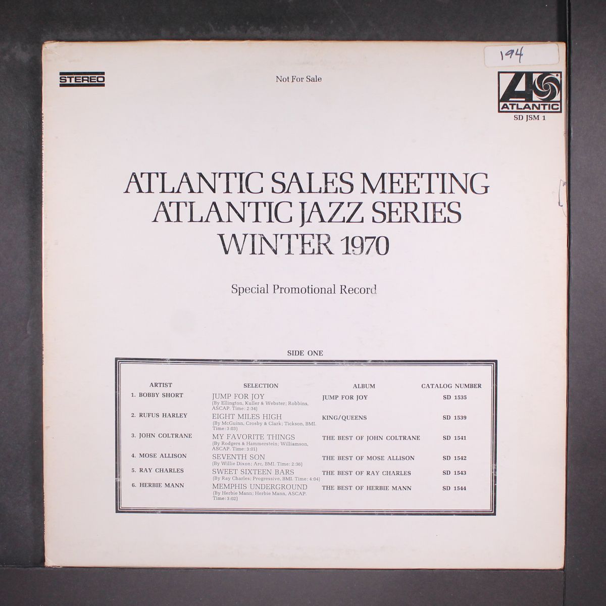 atlntic sales meeting jazz series winter 1971 by VARIOUS
