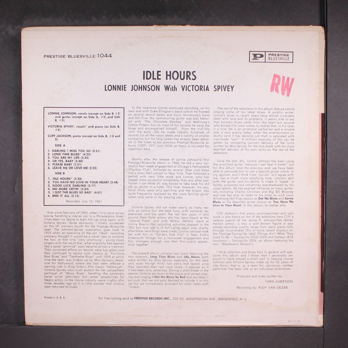idle hours by LONNIE JOHNSON & VICTORIA SPIVEY