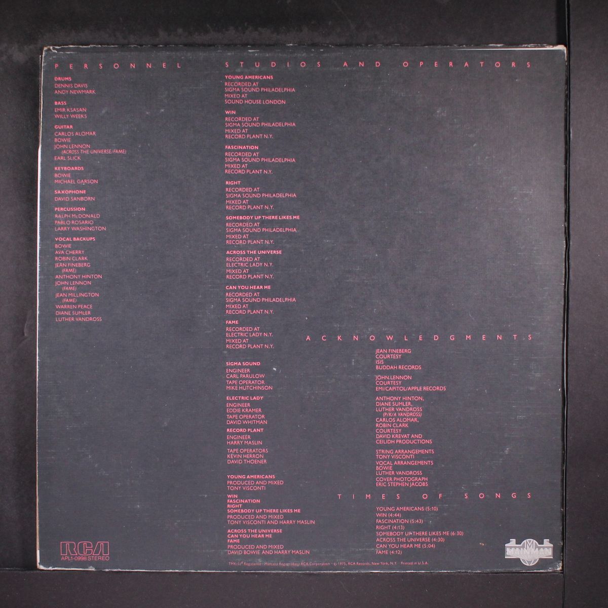 young americans by DAVID BOWIE