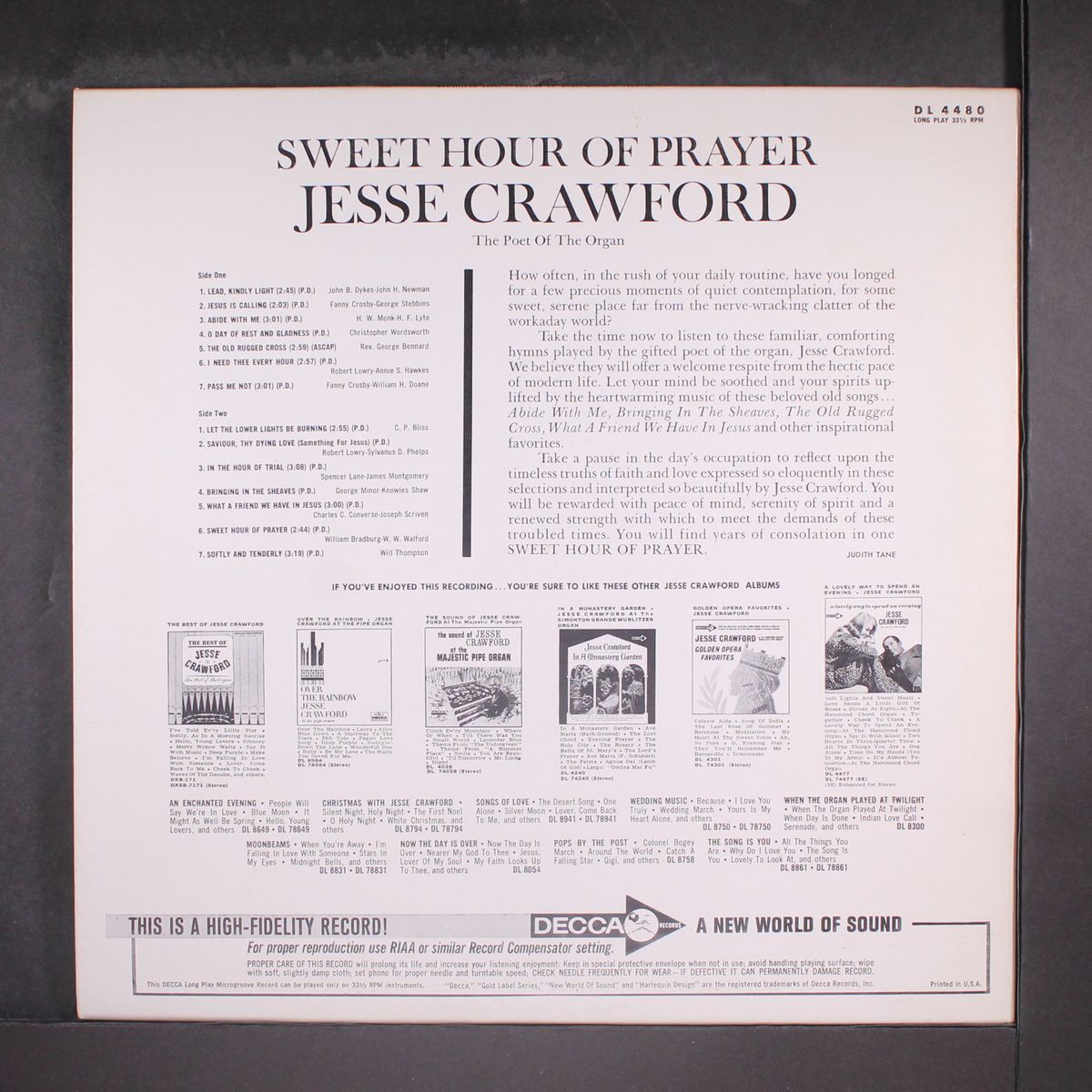 sweet hour of prayer by JESSE CRAWFORD
