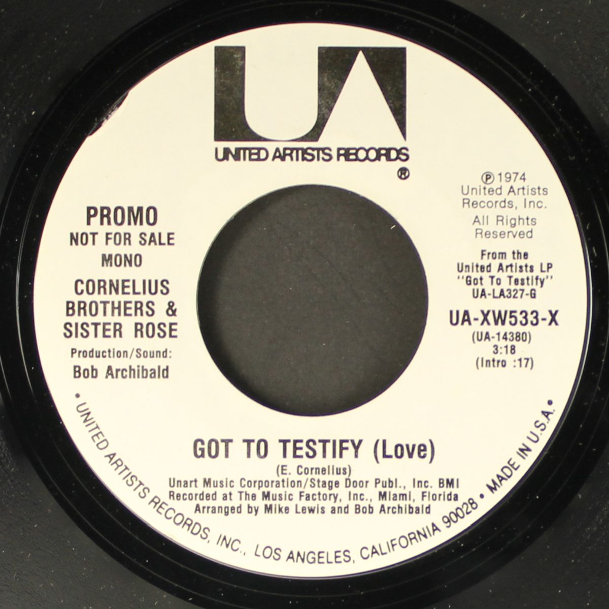 got to testify / mono by CORNELIUS BROTHERS & SISTER ROSE
