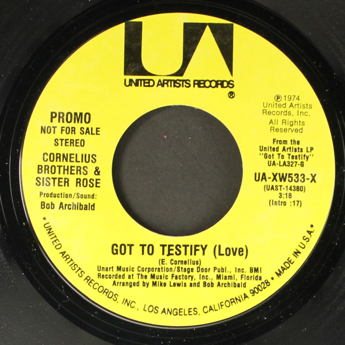 got to testify / mono by CORNELIUS BROTHERS & SISTER ROSE