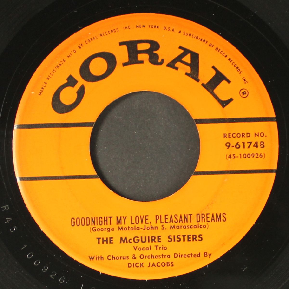 goodnight my love, pleasant dreams / mommy by MCGUIRE SISTERS