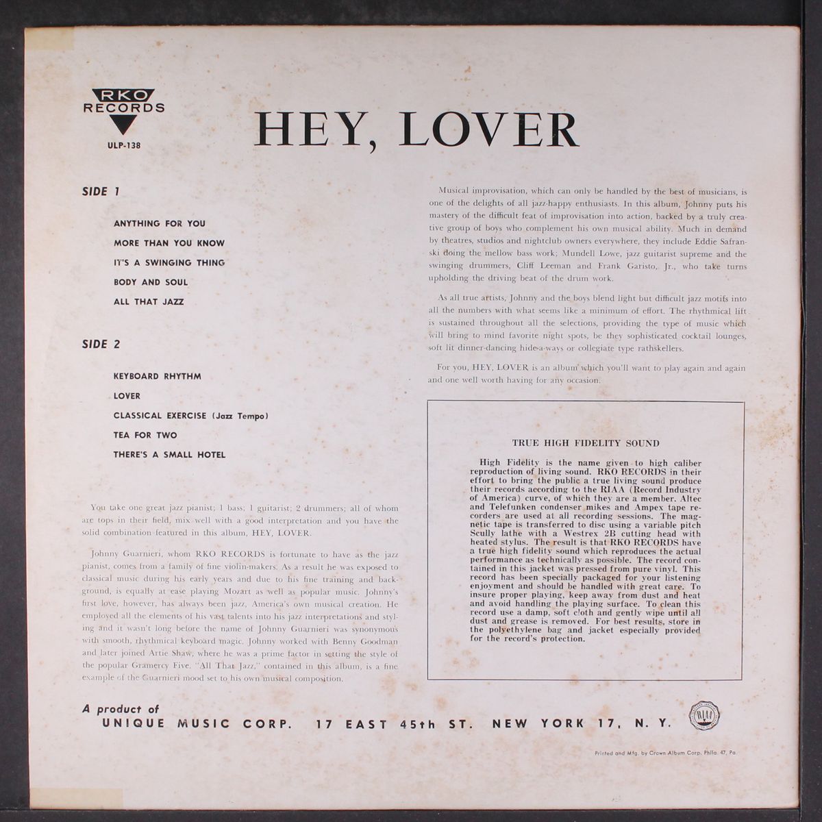 hey, lover by JOHNNY GUARNIERI