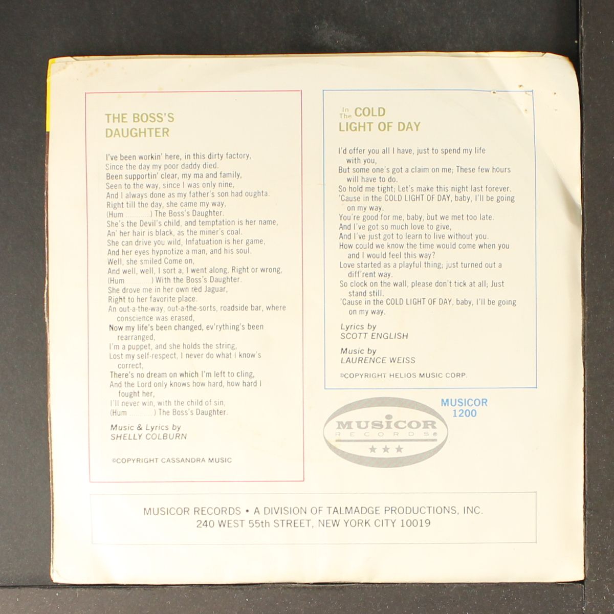cold light of day / the boss's daughter by GENE PITNEY