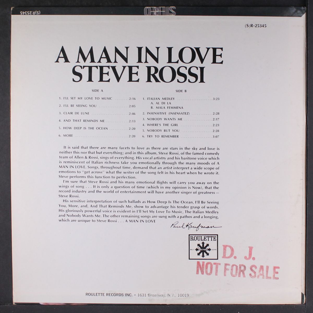 a man in love by STEVE ROSSI