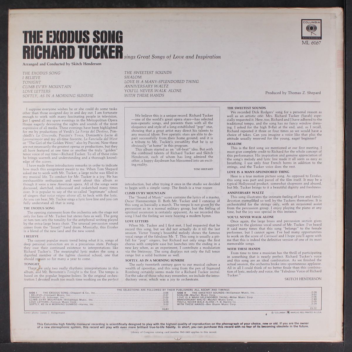 the exodus song by RICHARD TUCKER