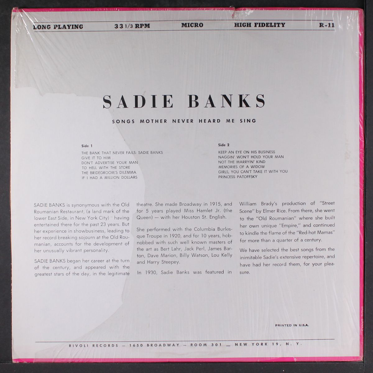 songs mother never heard me sing by SADIE BANKS