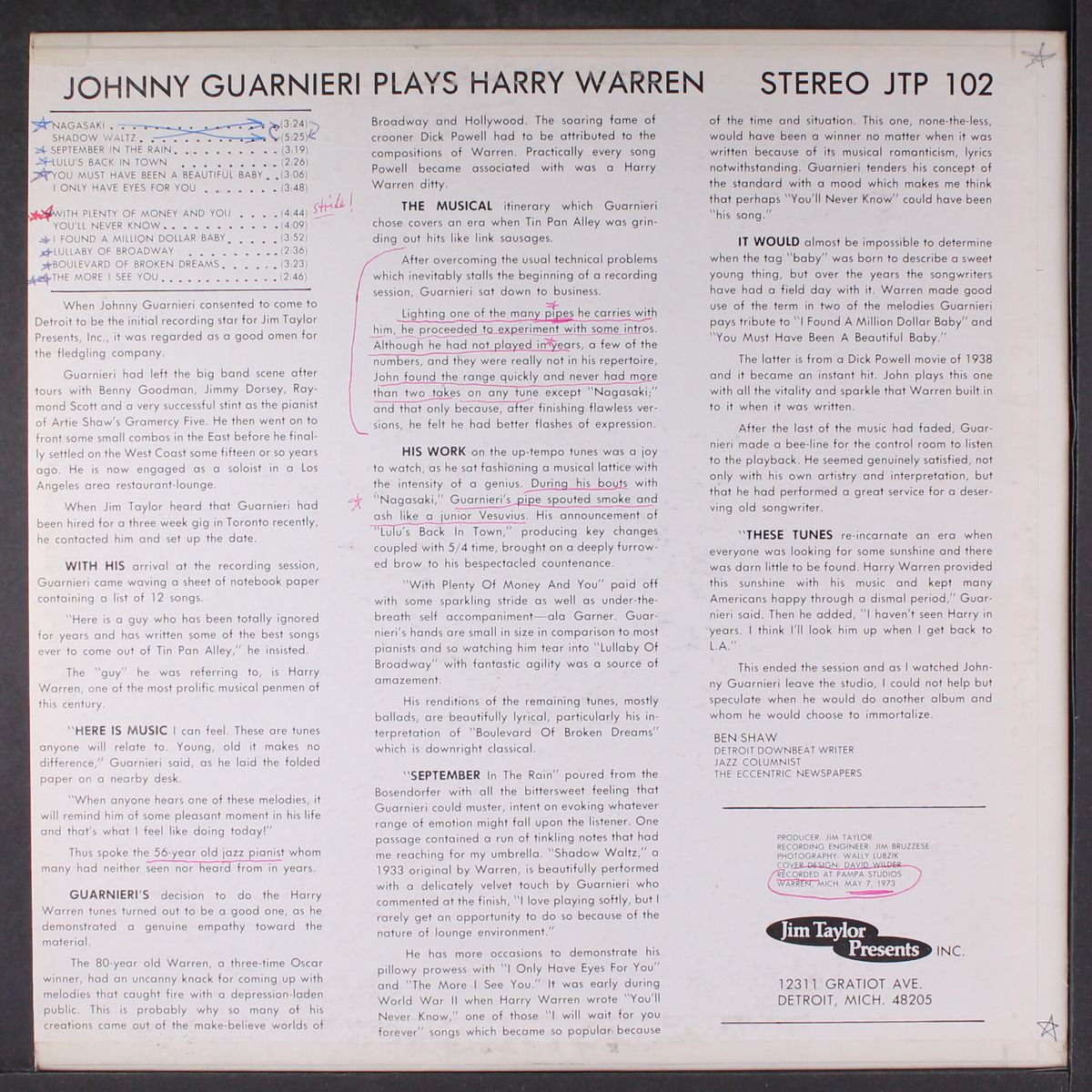 playing harry warren by JOHNNY GUARNIERI