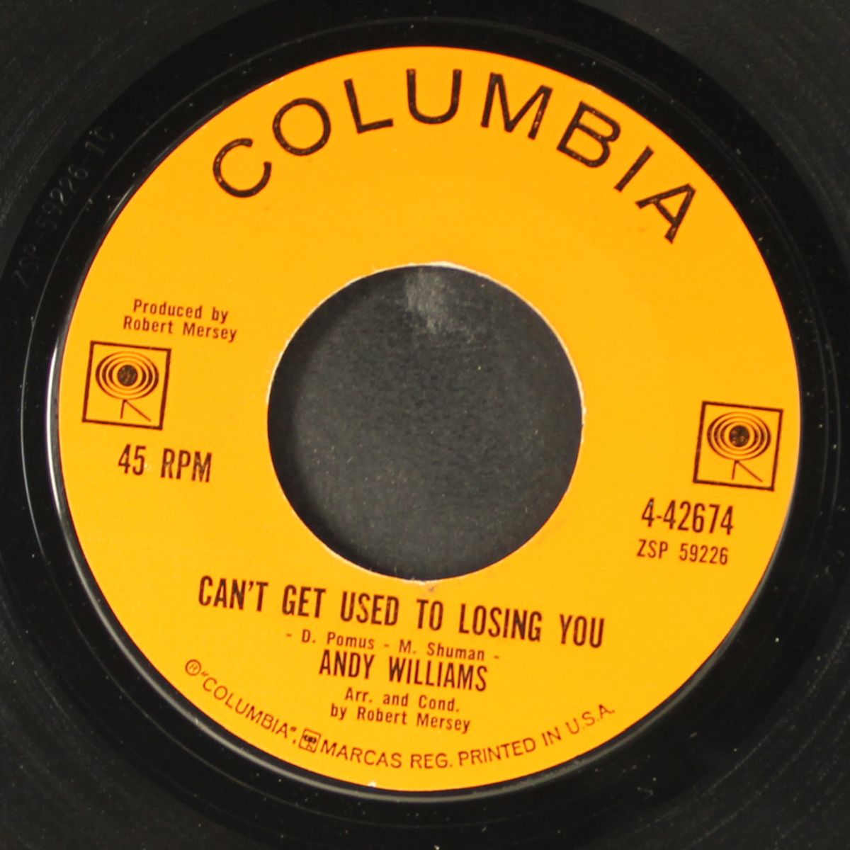 days of wine & roses / can't get used to losing you by ANDY WILLIAMS