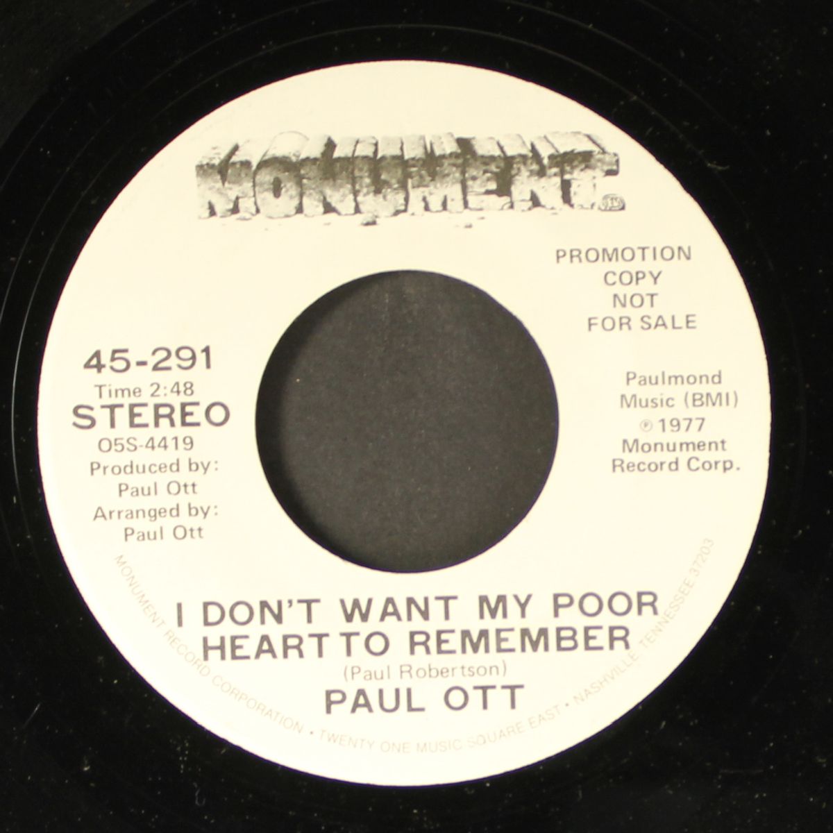 jody and the kid / i don't want my poor heart to remember by PAUL OTT