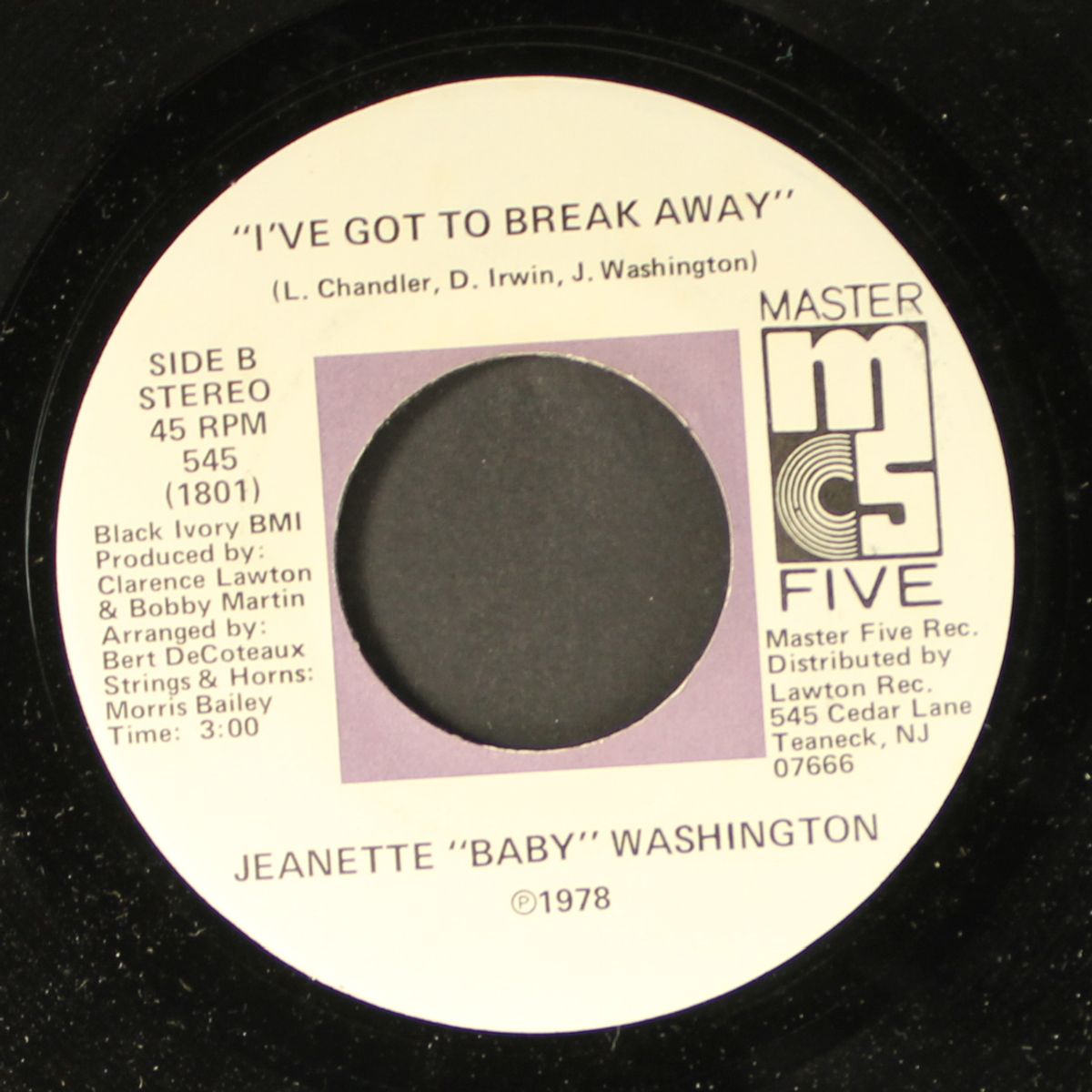 tear after tear / i've got to breakaway by JEANETTE 'BABY' WASHINGTON