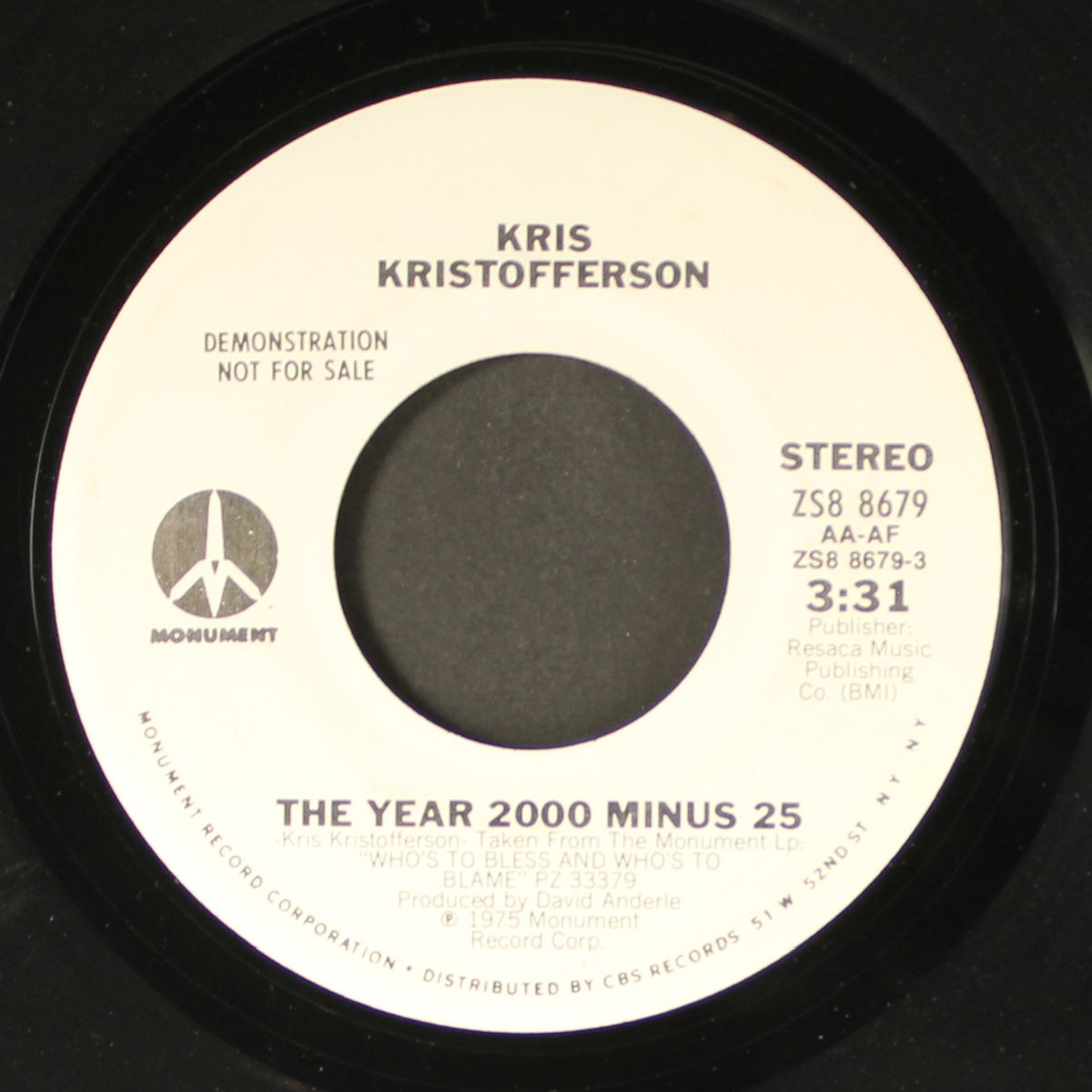 the year 2000 minus 25 / mono by KRIS KRISTOFFERSON