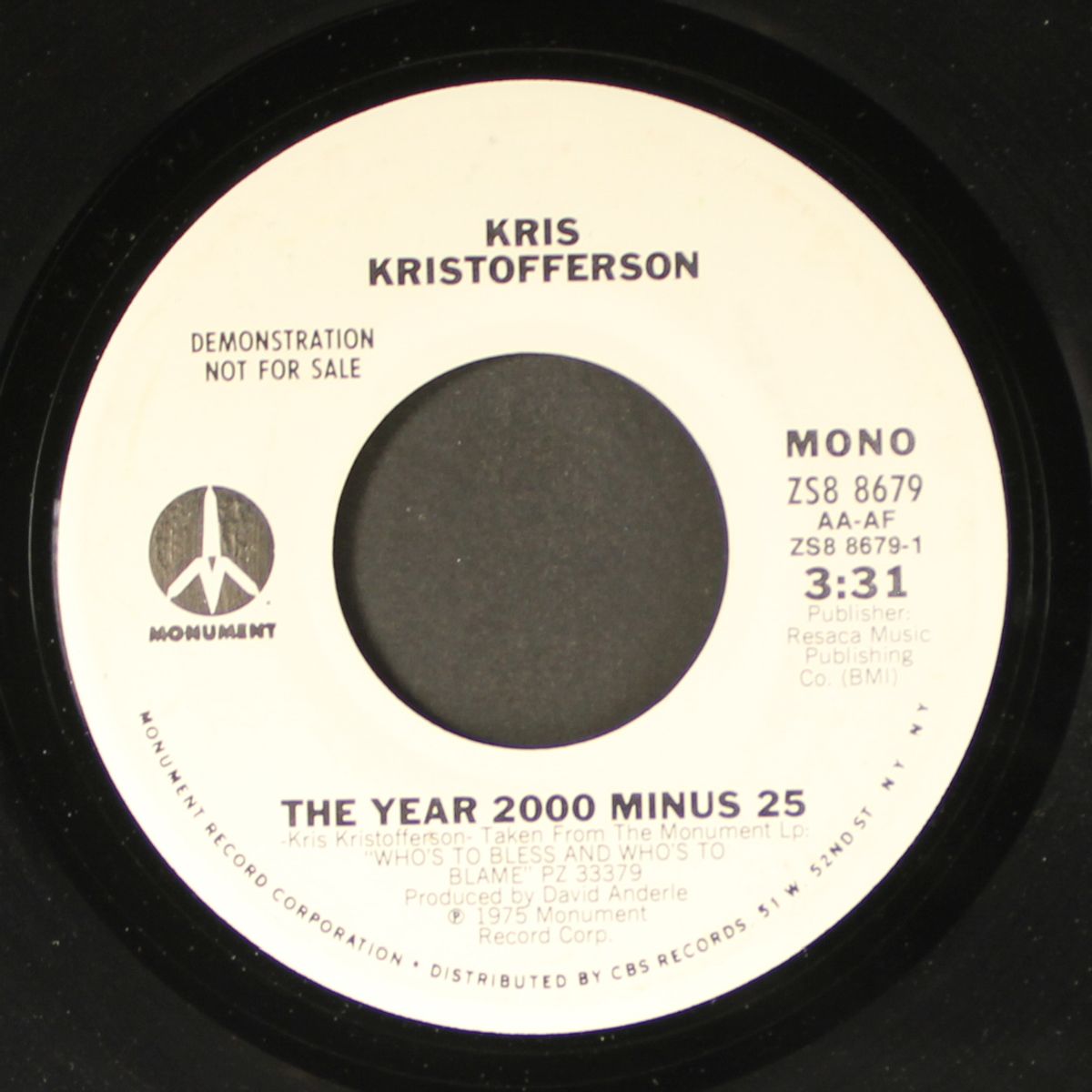 the year 2000 minus 25 / mono by KRIS KRISTOFFERSON
