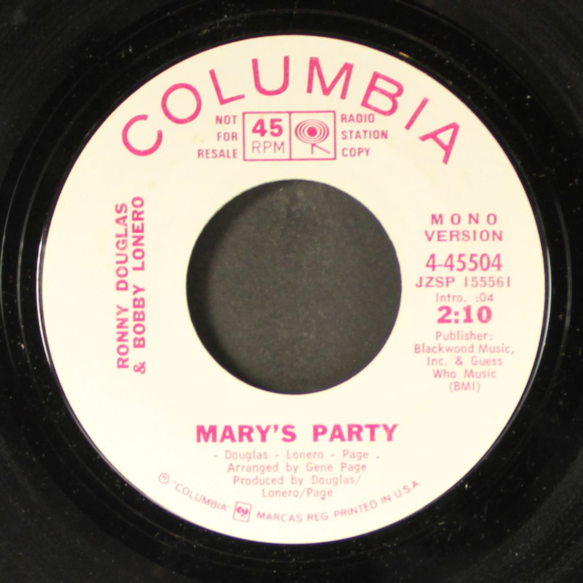 mary's party / mono by RONNY DOUGLAS & BOBBY LONERO