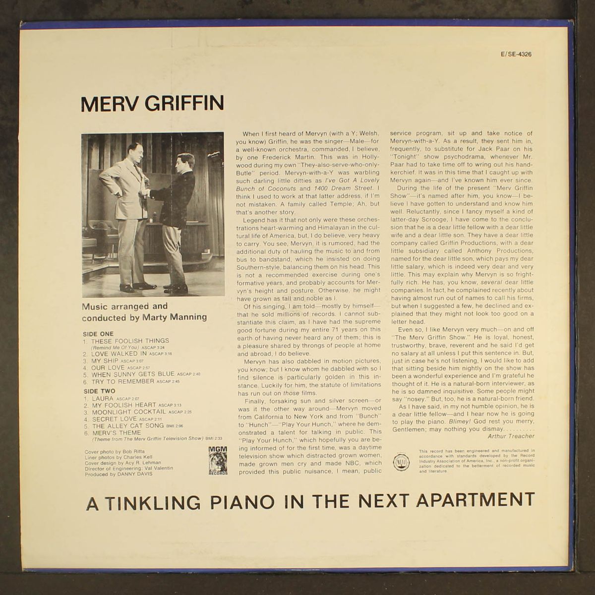 a tinkling piano in the next apartment by MERV GRIFFIN