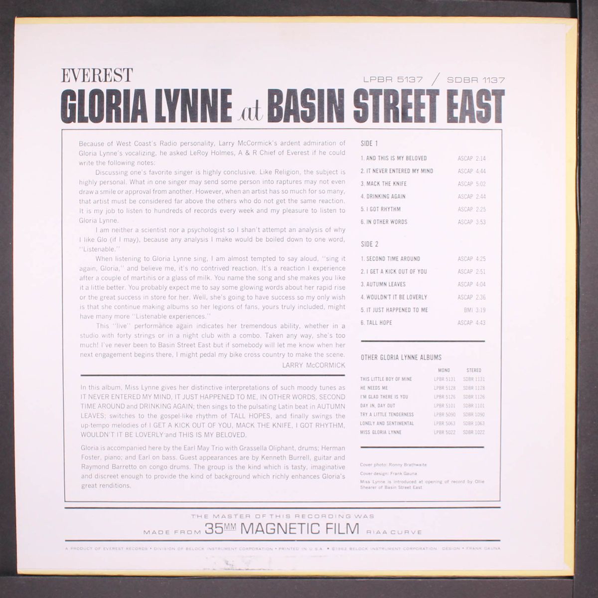 at basin street east by GLORIA LYNNE