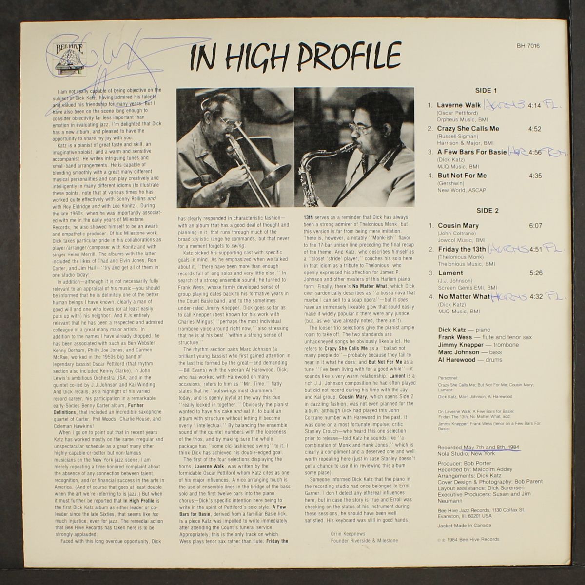 in high profile by DICK KATZ