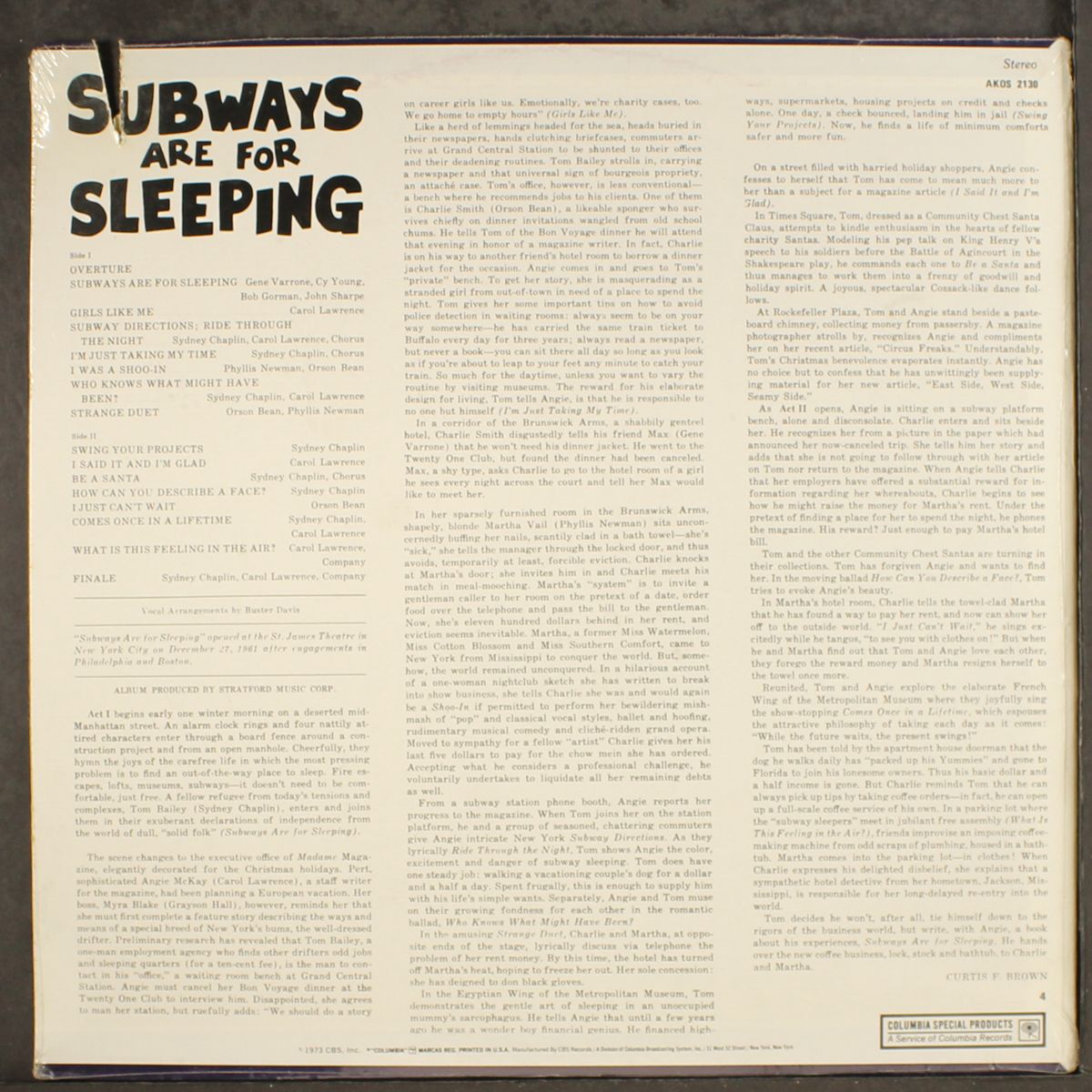 subways are for sleeping by ORIGINAL BROADWAY CAST