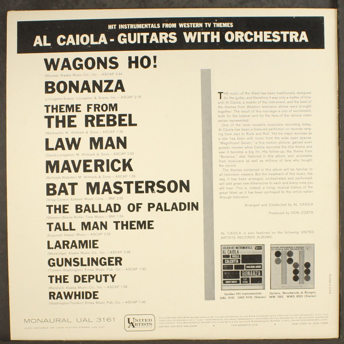 hit instrumentals from western tv themes by AL CAIOLA